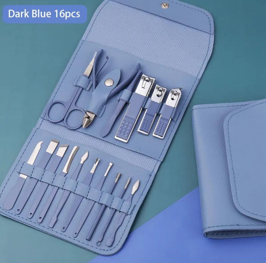16-Piece Professional Manicure & Pedicure Nail Care Kit โ Portable Grooming Set