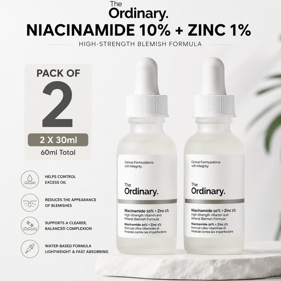 The Ordinary Niacinamide 10% + Zinc 1% Serum – Pack of 2 | 30ml Each